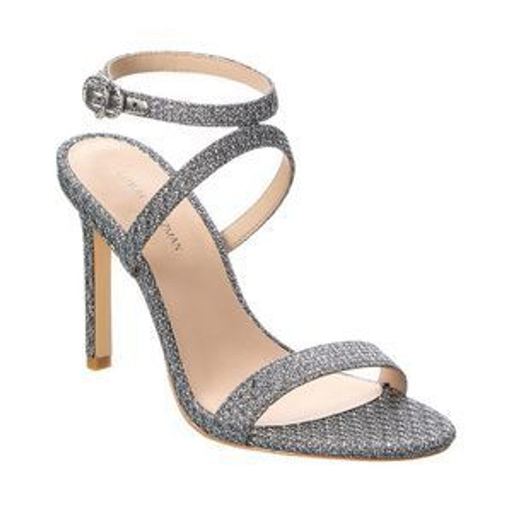 STUART WEITZMAN | NWT Silver Glitter Ankle Strap Heels 6.5